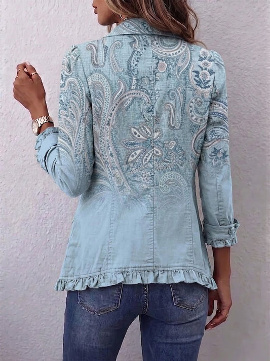 Odette - Vintage Paisley Print Ruffled Jacket