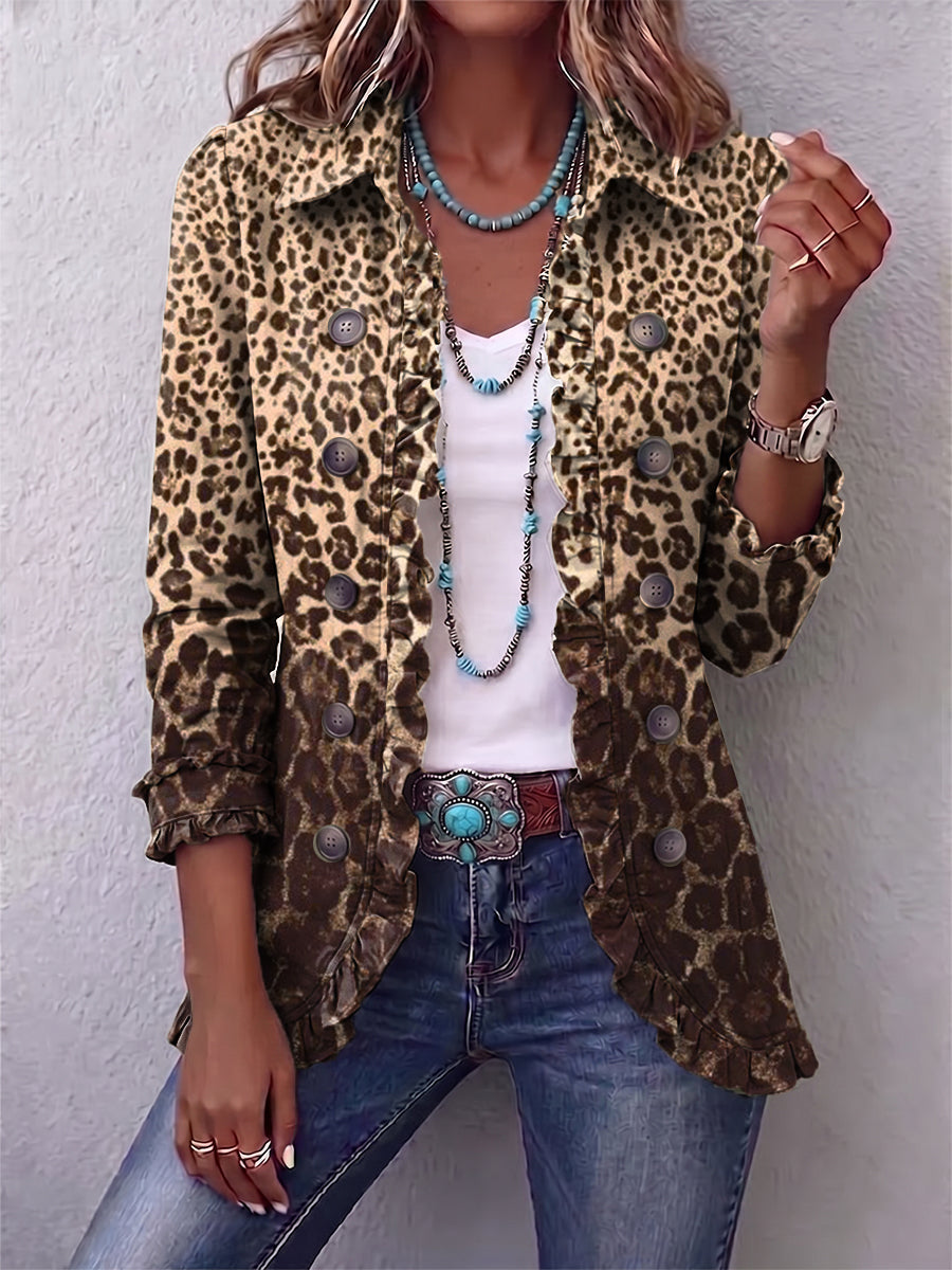 Romy - Leopard Print Ruffled Jacket
