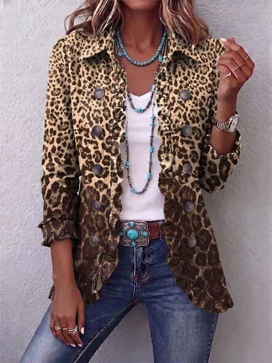 Romy - Leopard Print Ruffled Jacket