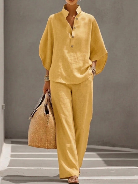 Laurel - Cotton and Linen Shirt and Trouser Set