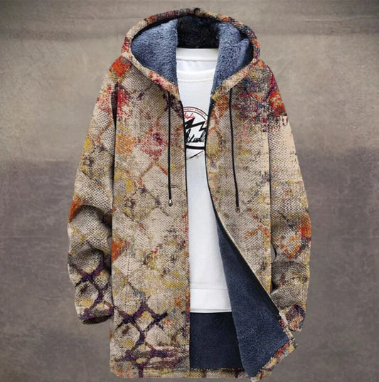 Sébastien - Painterly Print Fleece-Lined Coat