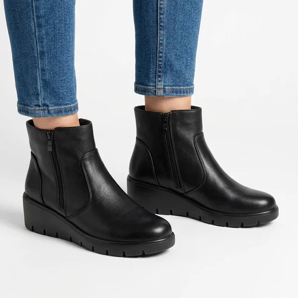 Monroe - Panelled Low-Wedge Ankle Boots