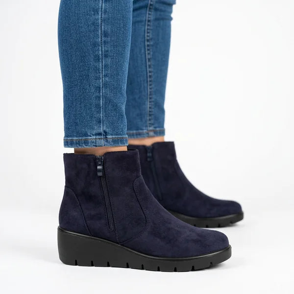 Monroe - Panelled Low-Wedge Ankle Boots