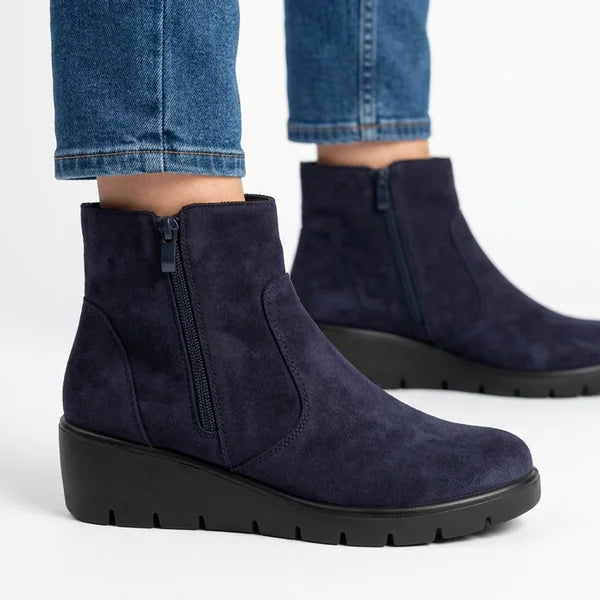 Monroe - Panelled Low-Wedge Ankle Boots