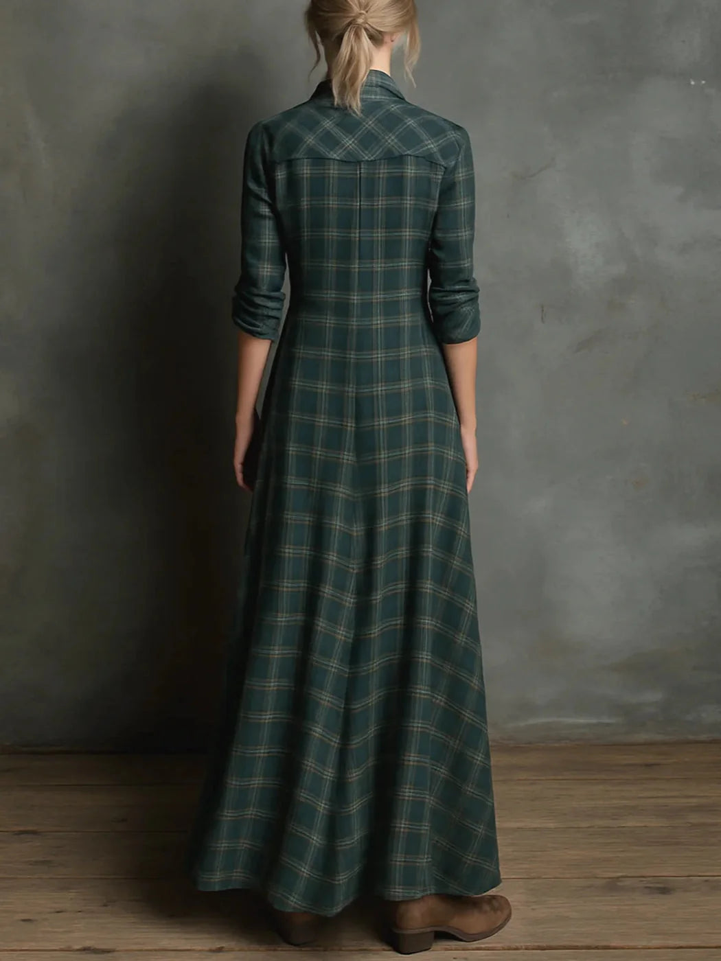 Miriam - Plaid Maxi Shirt Dress