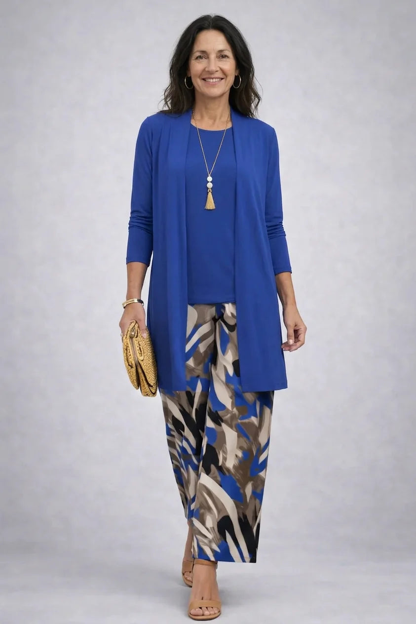 Lynette - Printed-Trouser Three-Piece Pant Set