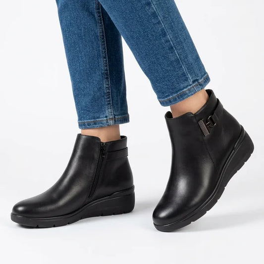 Darlene - Side-Buckle Wedge Ankle Boots