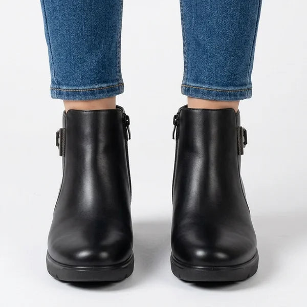 Darlene - Side-Buckle Wedge Ankle Boots