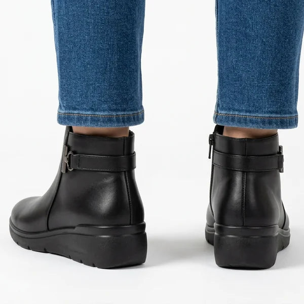 Darlene - Side-Buckle Wedge Ankle Boots