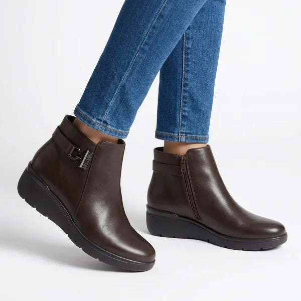 Darlene - Side-Buckle Wedge Ankle Boots