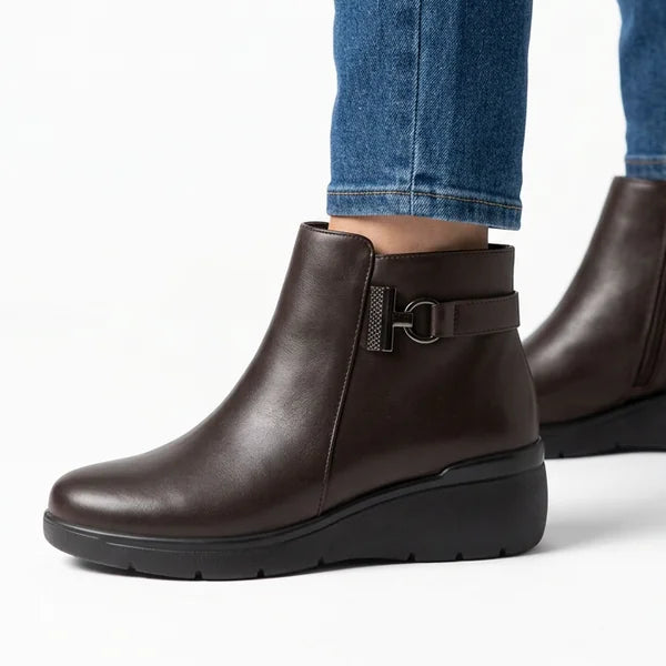 Darlene - Side-Buckle Wedge Ankle Boots