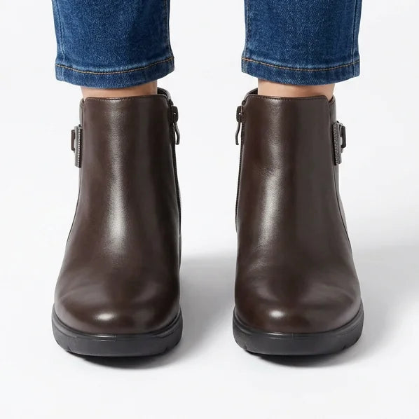 Darlene - Side-Buckle Wedge Ankle Boots