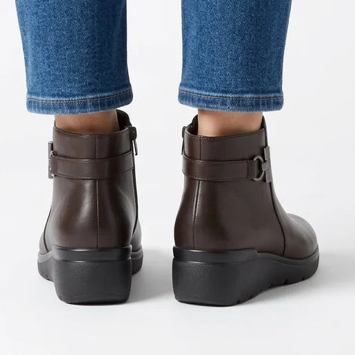 Darlene - Side-Buckle Wedge Ankle Boots