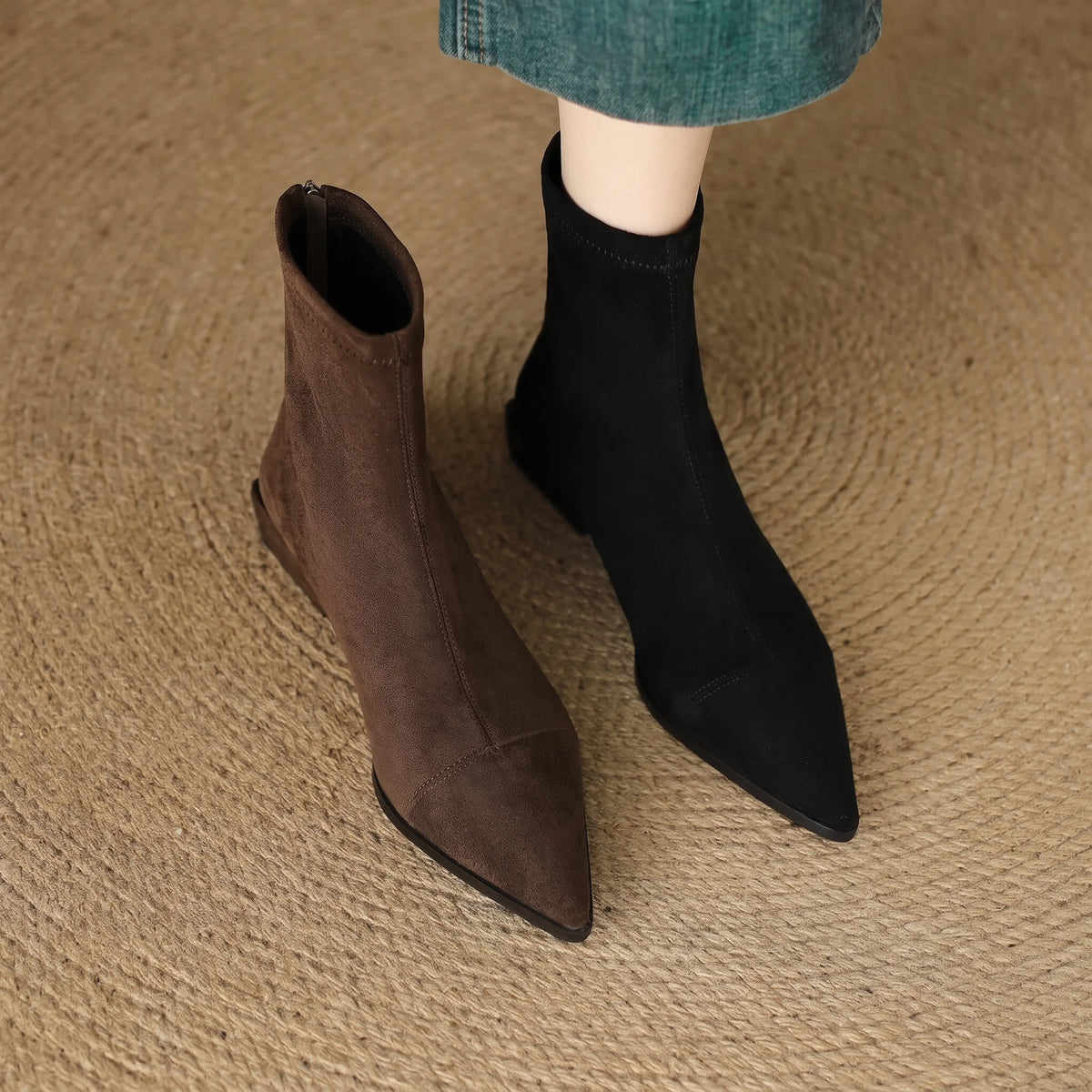 Solène pointed-toe suede ankle boots