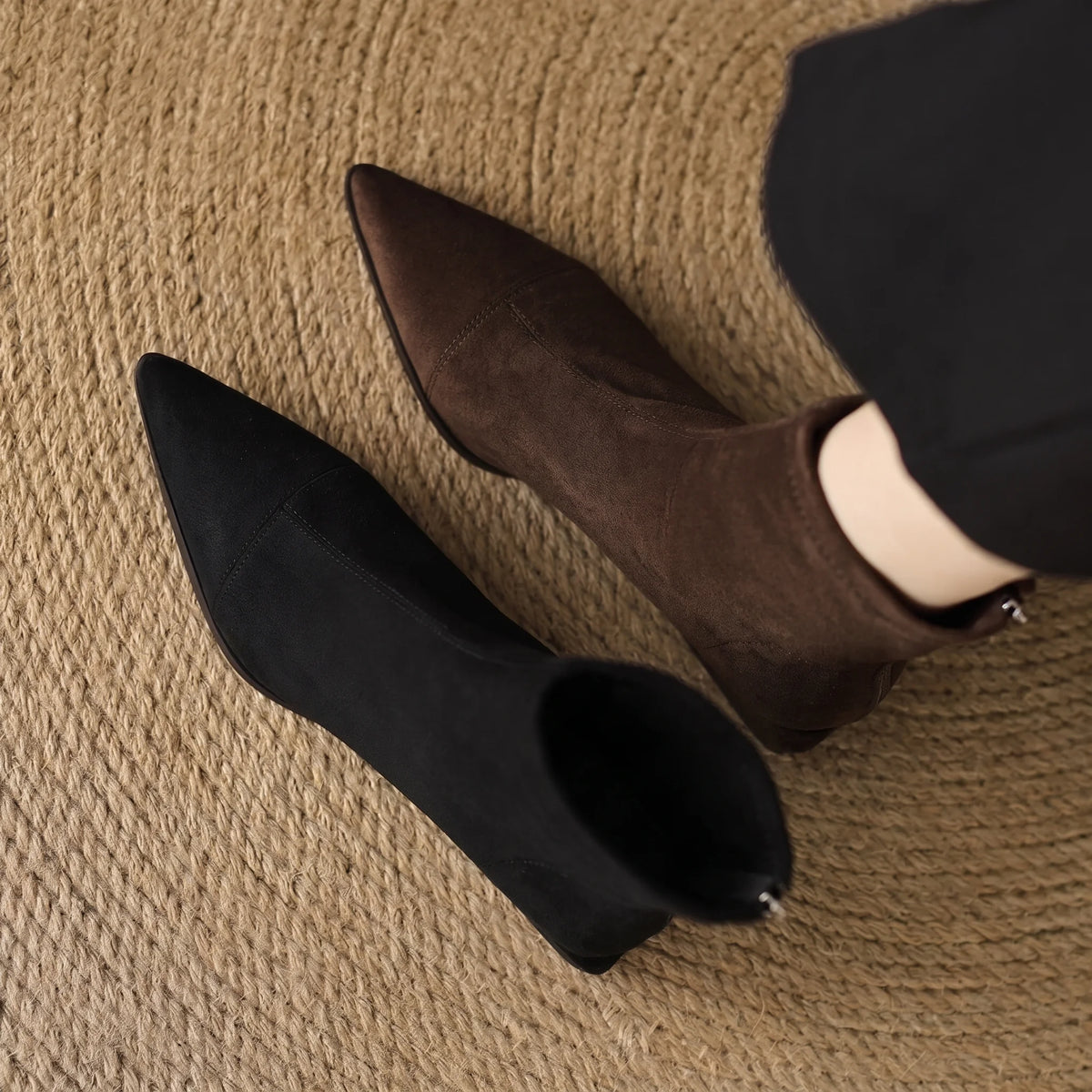 Solène pointed-toe suede ankle boots