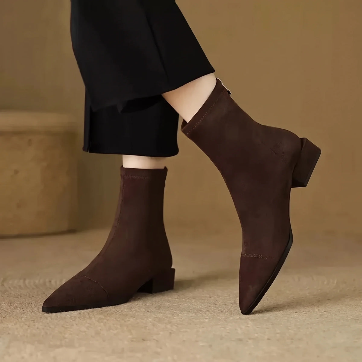 Solène pointed-toe suede ankle boots