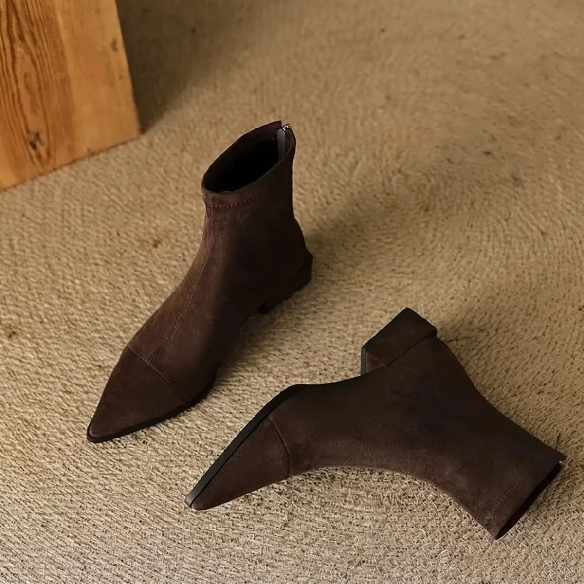 Solène pointed-toe suede ankle boots