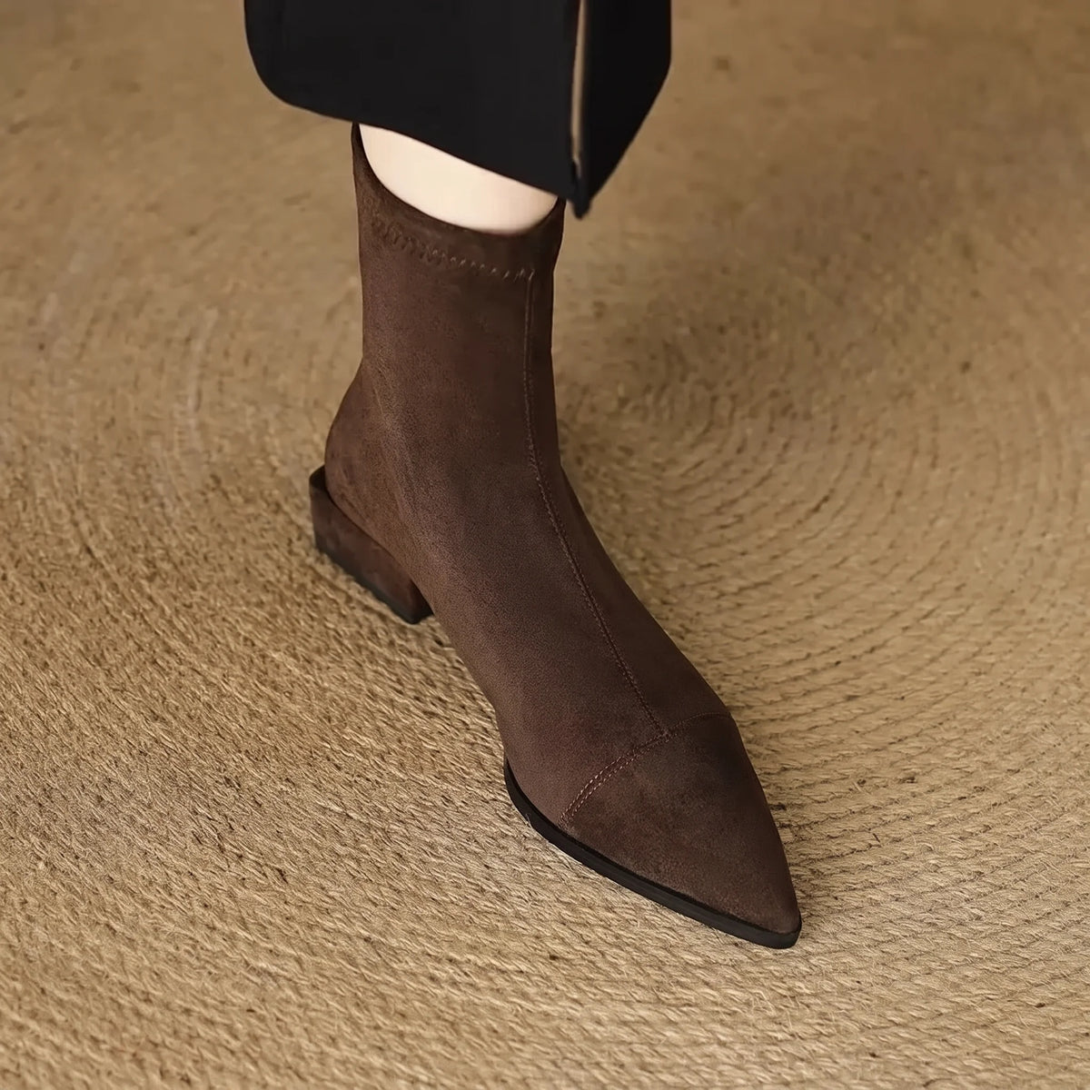 Solène pointed-toe suede ankle boots