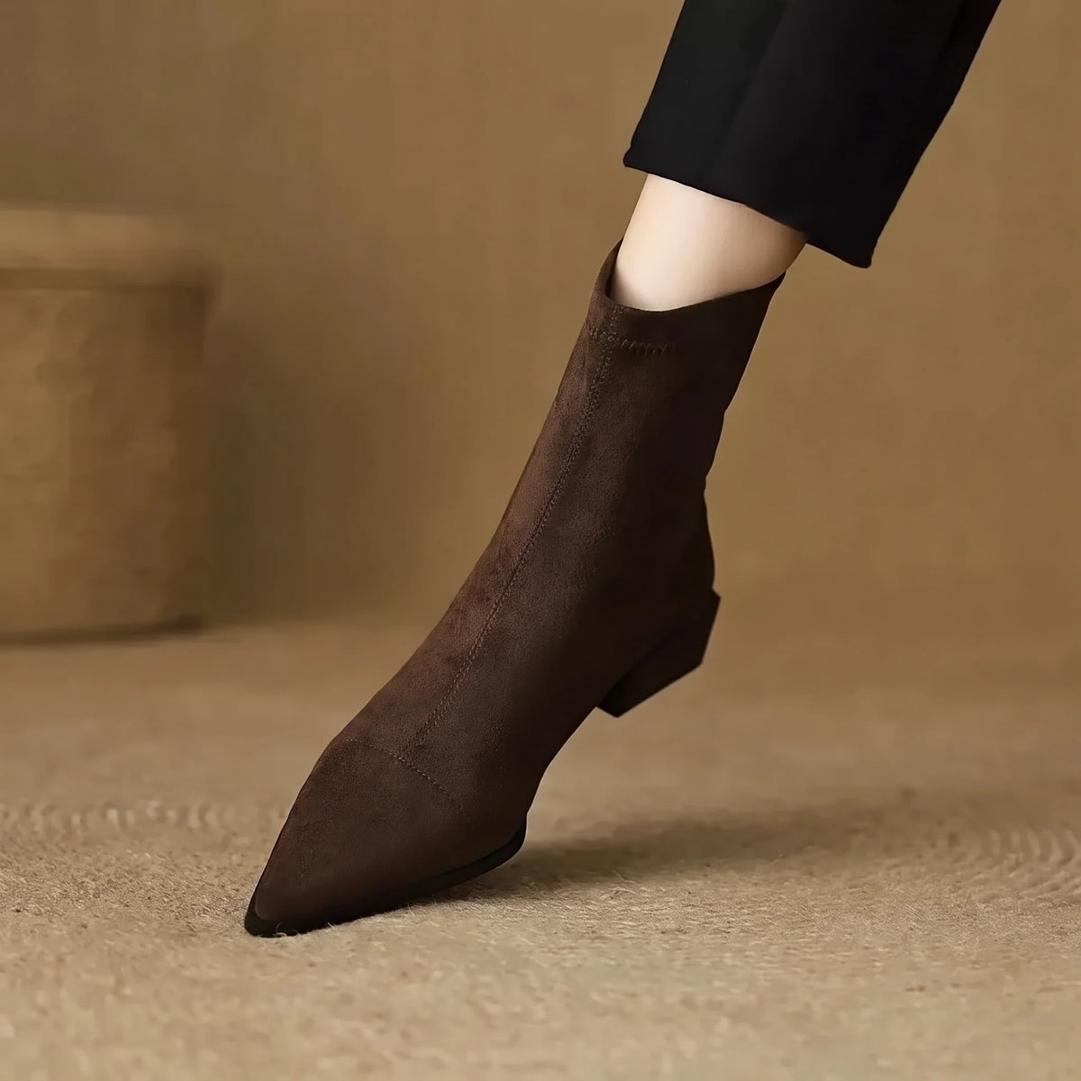 Solène pointed-toe suede ankle boots