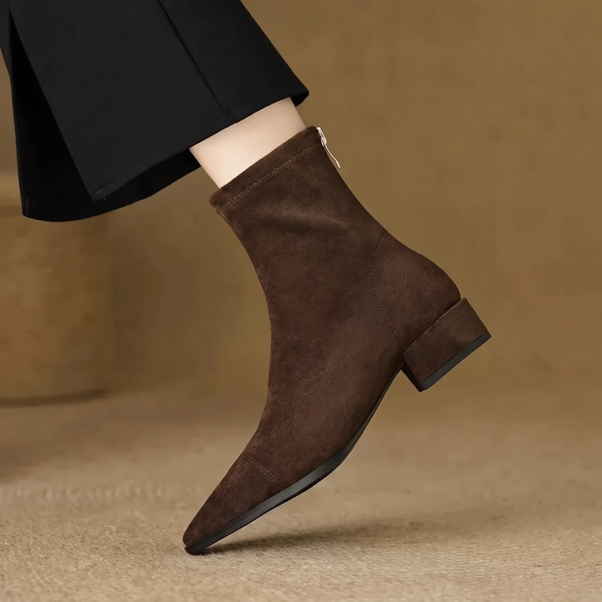 Solène pointed-toe suede ankle boots
