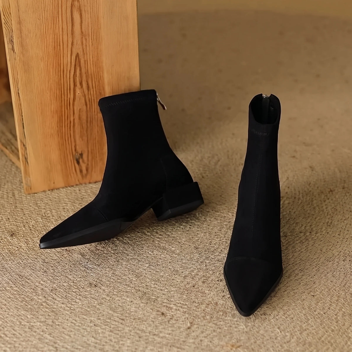 Solène pointed-toe suede ankle boots