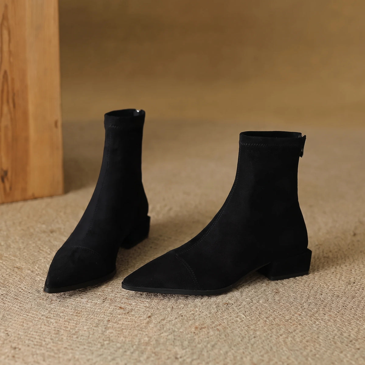 Solène pointed-toe suede ankle boots