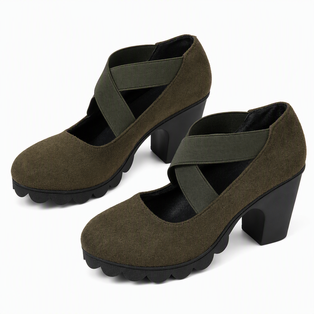 Jacqueline - Crisscross Strap Mary Jane Heels