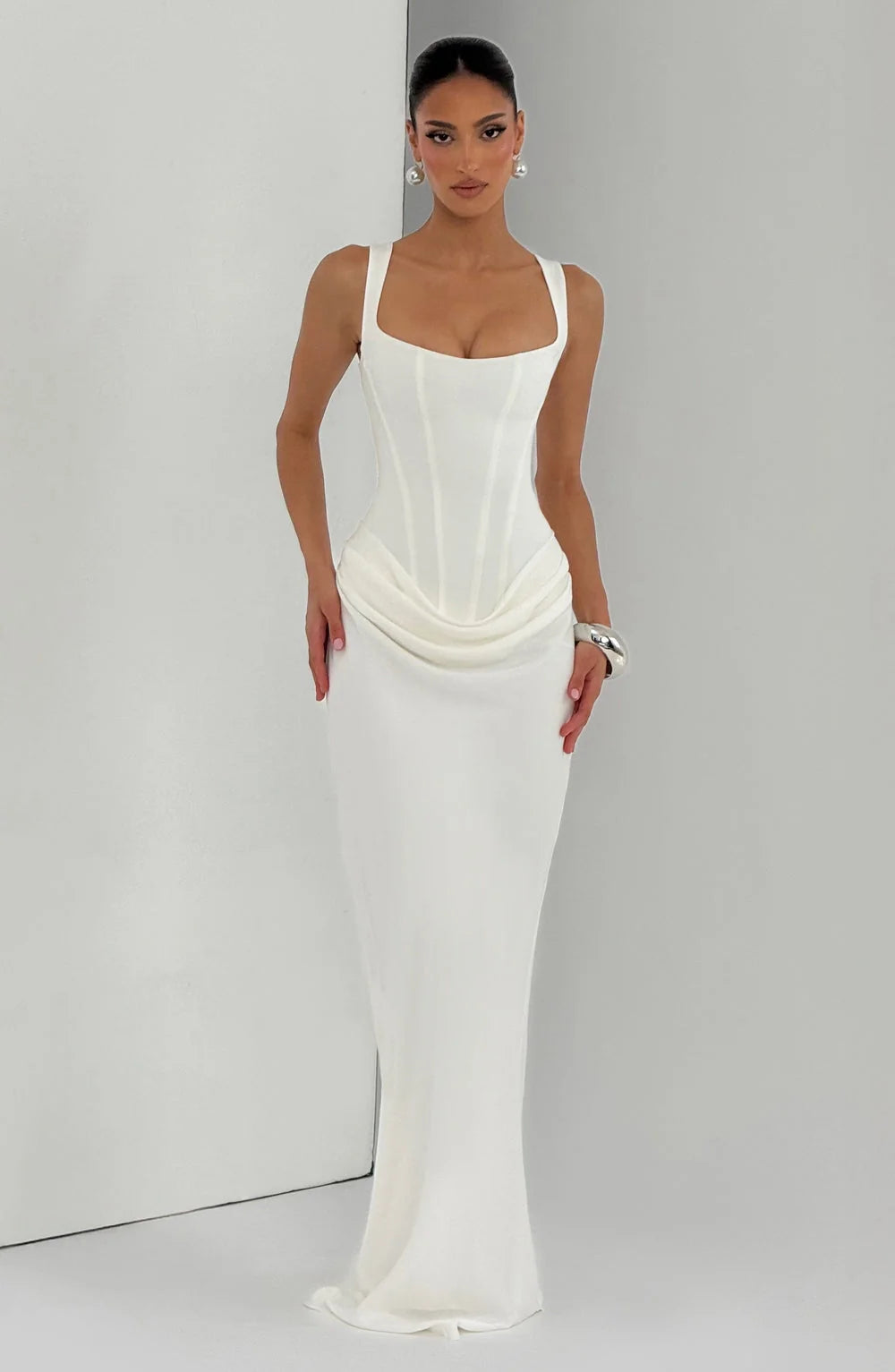 Éléonore - Square-Neck Corset Maxi Dress
