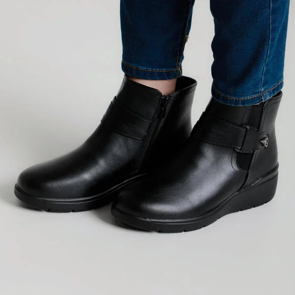 Cheryl - Strap Elastic Wedge Ankle Boots