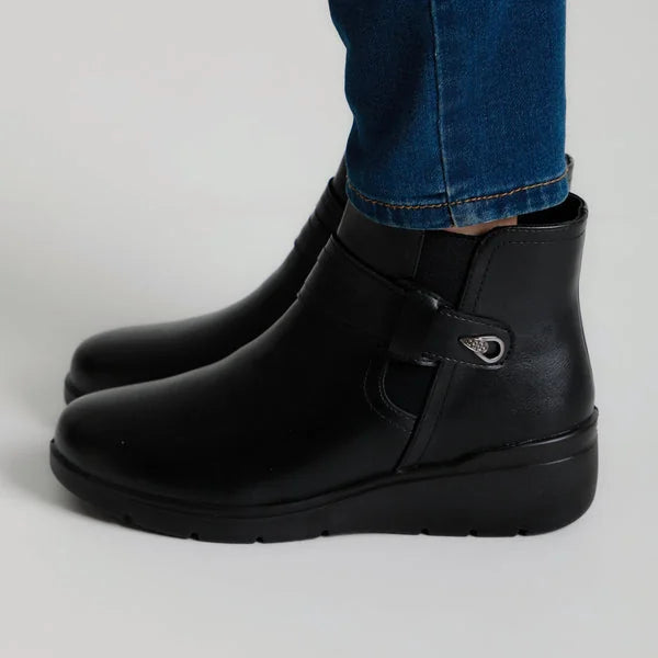 Cheryl - Strap Elastic Wedge Ankle Boots