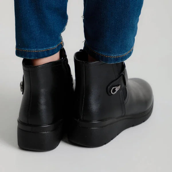 Cheryl - Strap Elastic Wedge Ankle Boots