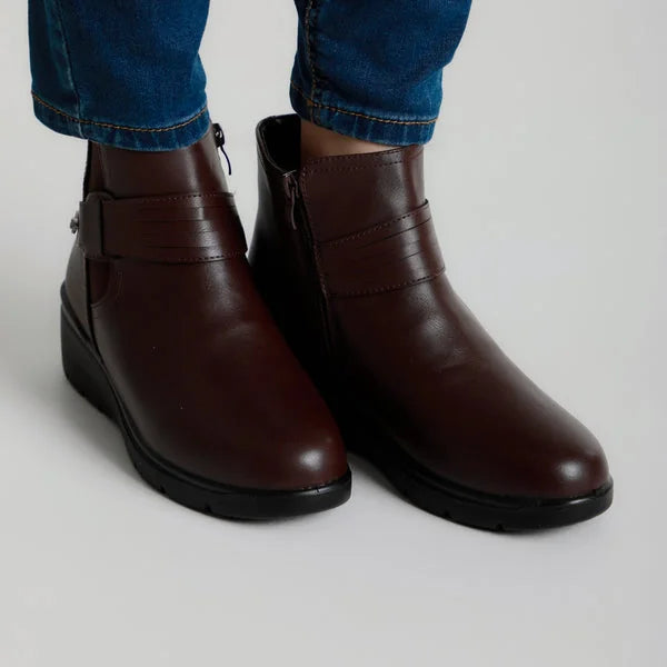 Cheryl - Strap Elastic Wedge Ankle Boots