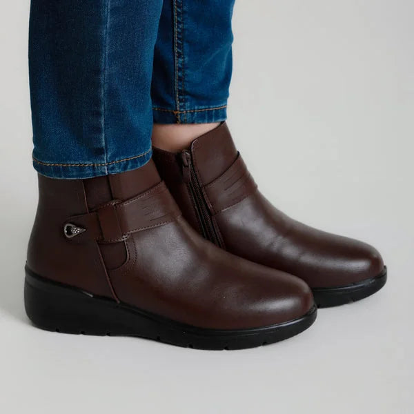 Cheryl - Strap Elastic Wedge Ankle Boots