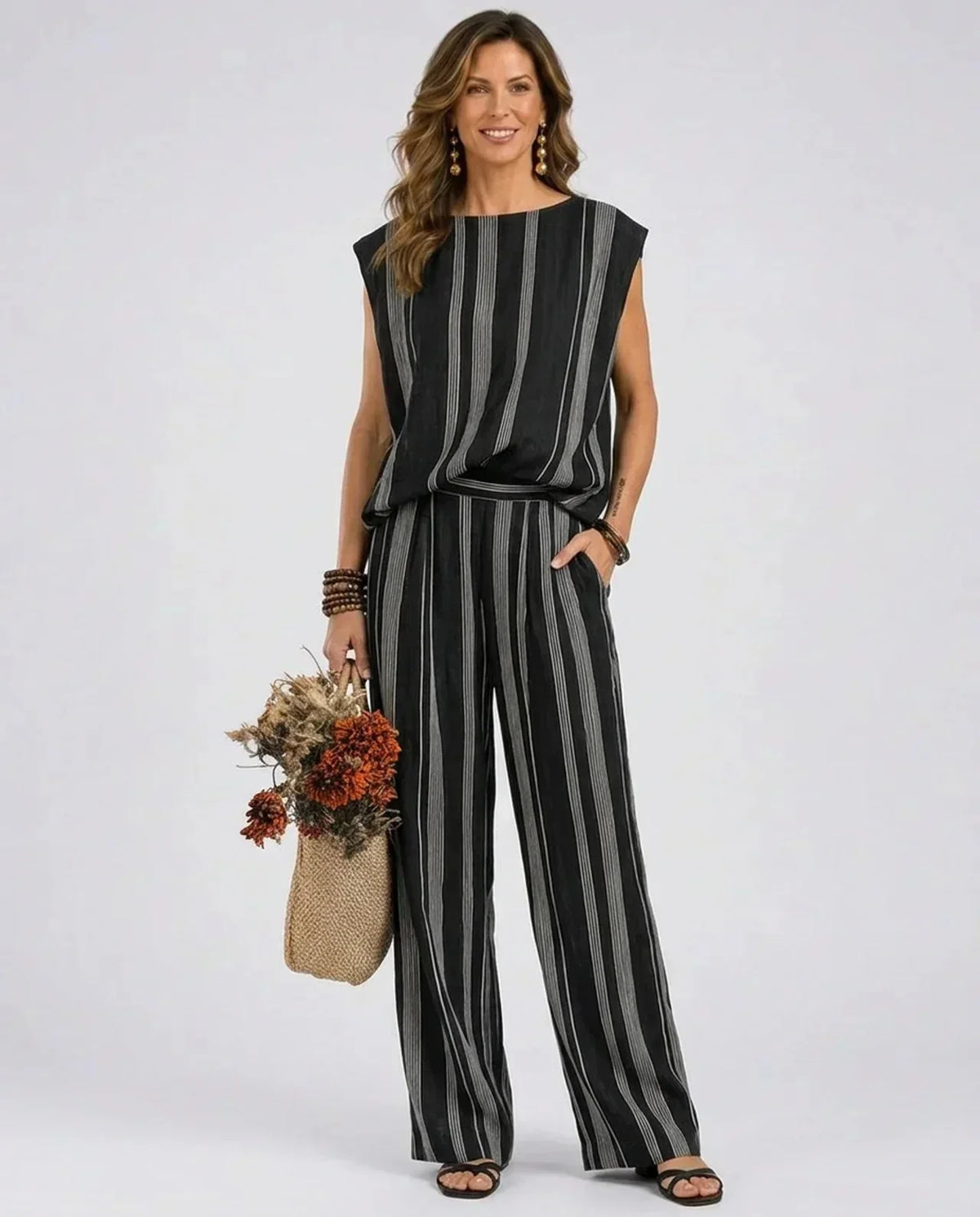 Doreen - Striped Two-Piece Pant Set