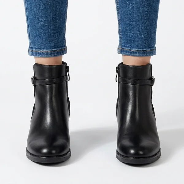 Wilma - Suede-Panel Buckle Ankle Boots
