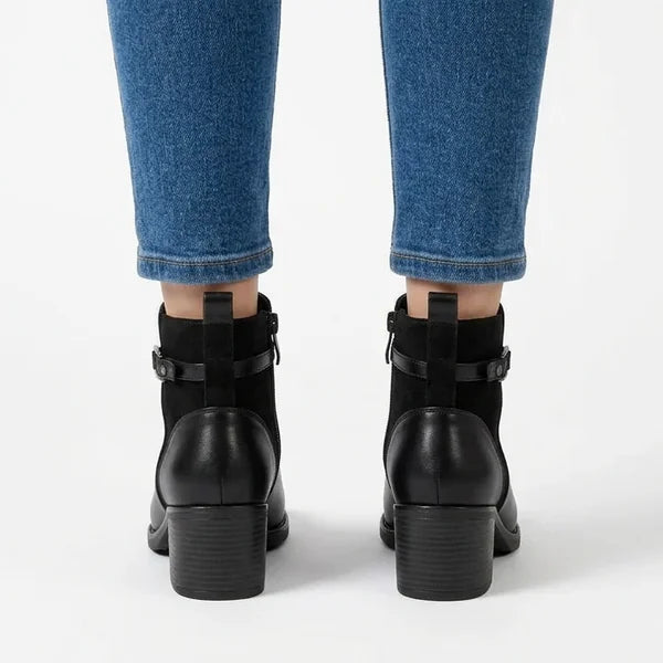Wilma - Suede-Panel Buckle Ankle Boots