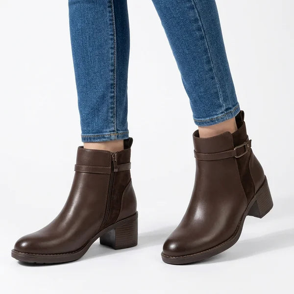 Wilma - Suede-Panel Buckle Ankle Boots