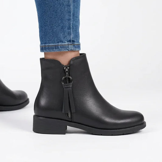 Tatum - Tassel-Zip Low-Heel Ankle Boots