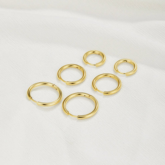 Stella - Set of Three Gold Hoop Earrings