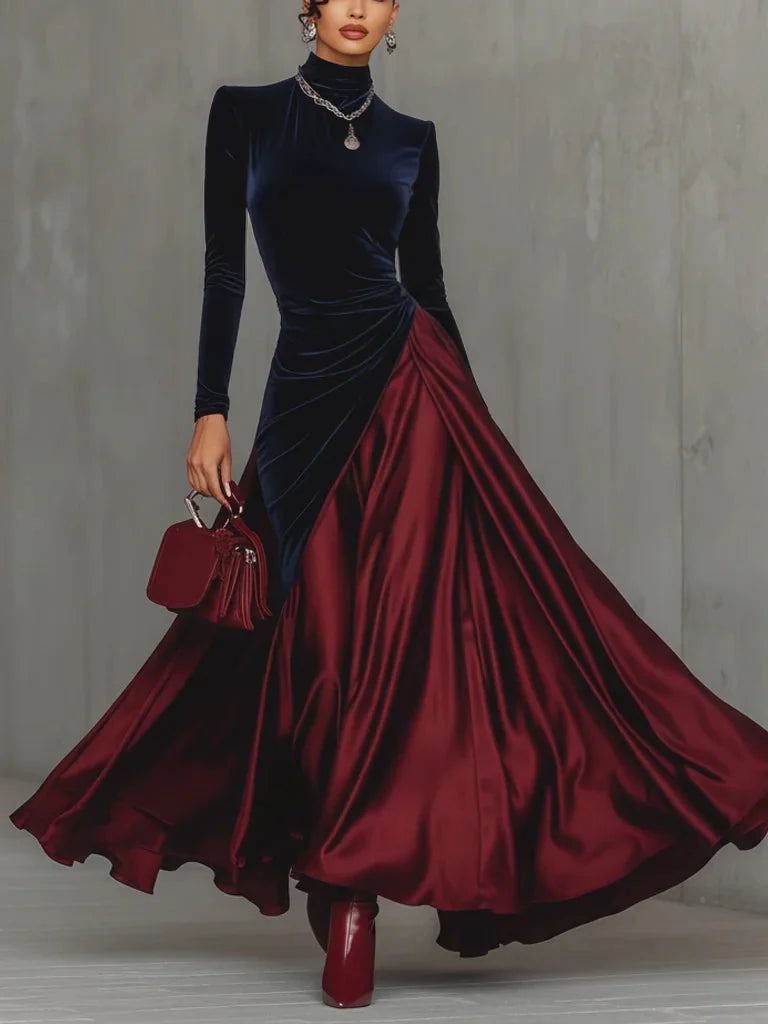 Viviane - Two-Tone Velvet Maxi Dress