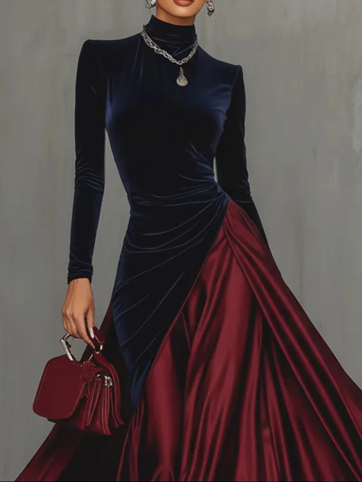 Viviane - Two-Tone Velvet Maxi Dress