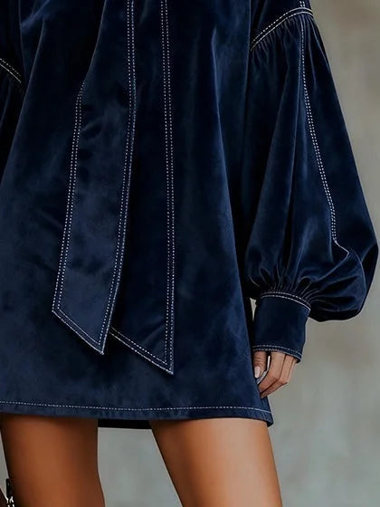 Leona - Velvet Bow Mini Dress