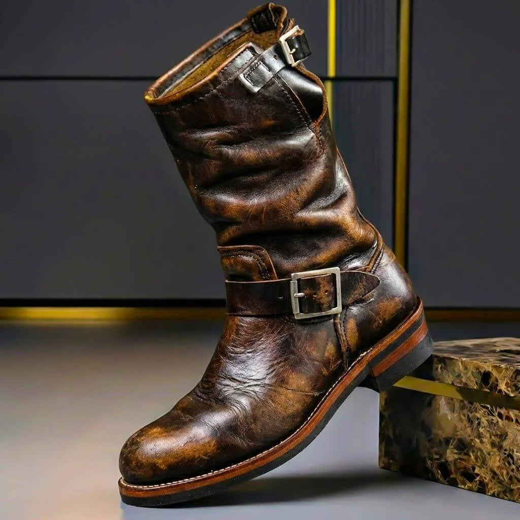 Jolene - Vintage Leather Buckle Boots