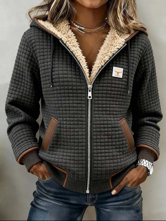 Sadie - Sherpa-Lined Quilted Zip-Up Hooded Jacket