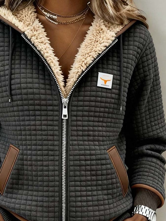Sadie - Sherpa-Lined Quilted Zip-Up Hooded Jacket - view 2